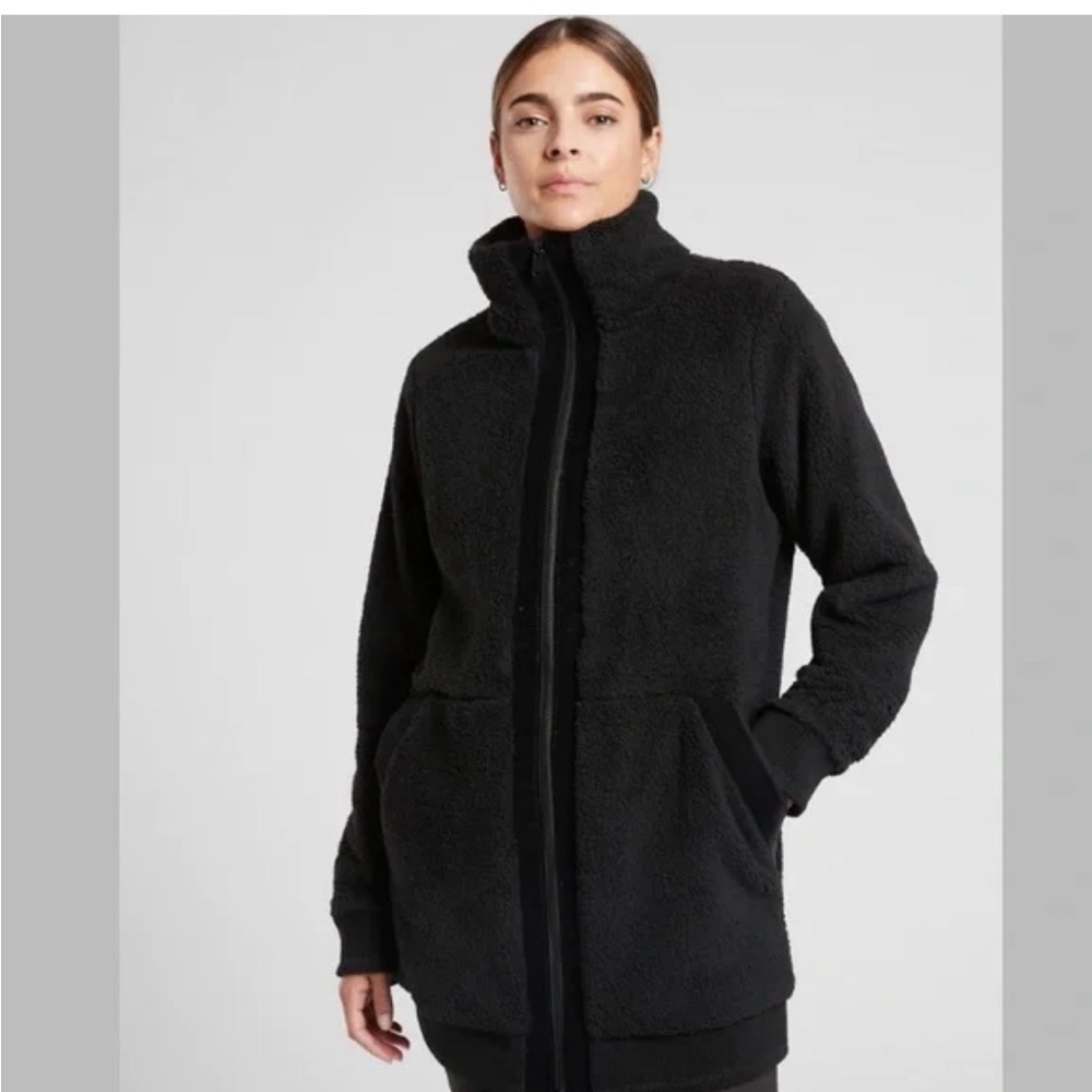 Athleta Tugga Sherpa Long Jacket - Size XS - Black